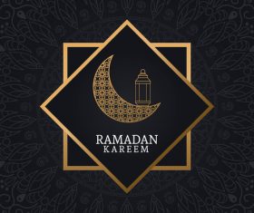 Ramadan kareem card with luxury decor vector 04