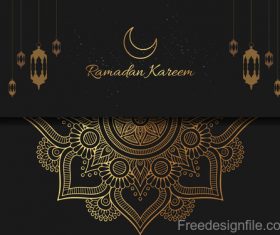 Ramadan kareem card with luxury decor vector 06