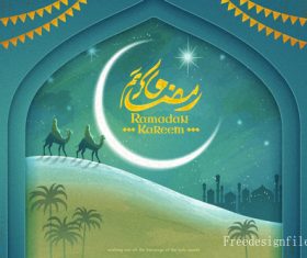 Ramadan kareem festival background with camel vectors
