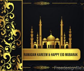 Ramadan kareem with eid mubarak festival design vector 03
