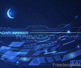 Ramadan kareem with tech background vector