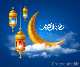 Ramadan lant clouds vector design