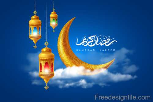 Ramadan lant clouds vector design