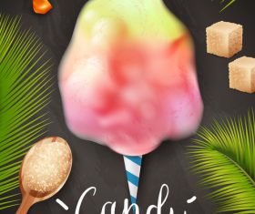 Realistic candy sugar cotton poster vector