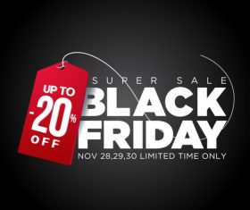 Red discount tag with Black friday sale background vector