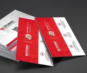 Red with White Business Card PSD Template