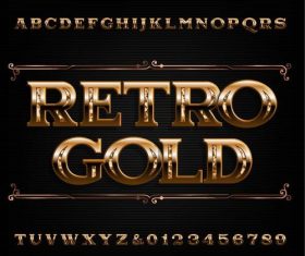 Retro gold font vector