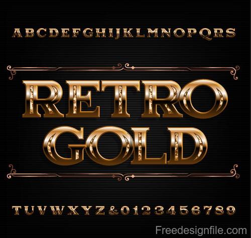 Retro gold font vector
