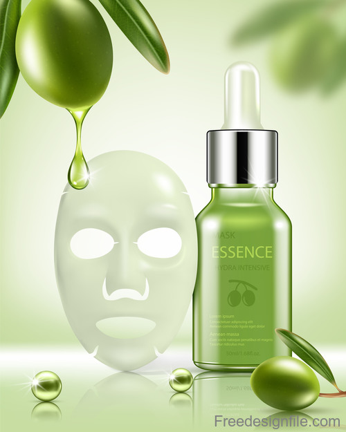 SD Green repair serum with green olive essence vector 01