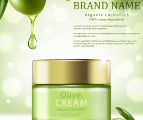 SD Jar of olive cream on green background vector 02