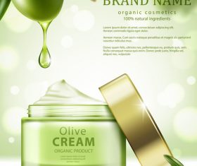 SD Jar of olive cream on green background vector 03