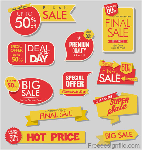 Sale banners with stickers collection vector 03