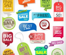 Sale tag with label and sticker design vector 01