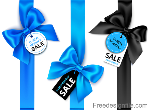 Sale tags with ribbon bows vector
