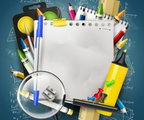 School colorful with blueboard vector background 01