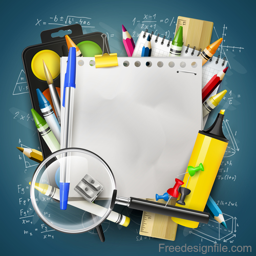 School colorful with blueboard vector background 01