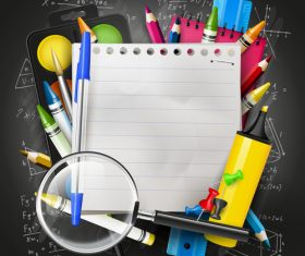 School colorful with blueboard vector background 02