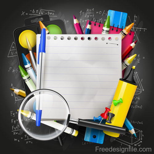 School colorful with blueboard vector background 02