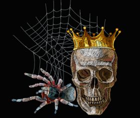 Skull embroidery design vector material 02