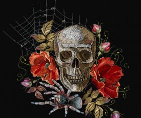 Skull embroidery design vector material 03