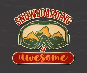 Snowboard badge design vector