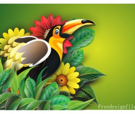 Spring card template with flower vector 01