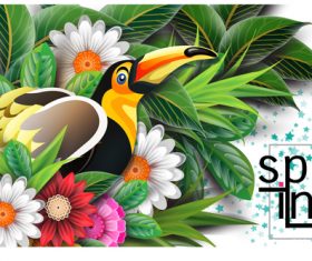 Spring card template with flower vector 02