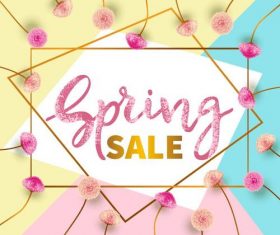 Spring sale design with flower frame vector
