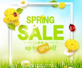 Spring sale design with spring flower vector