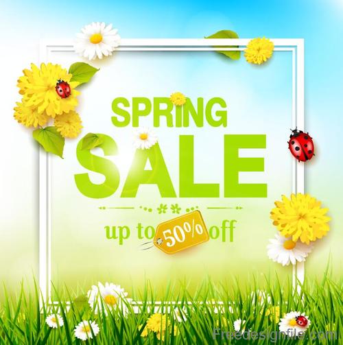 Spring sale design with spring flower vector