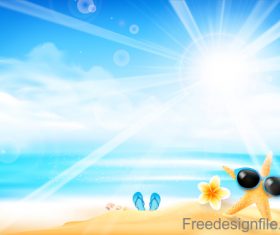 Starfish is wearing sunglasses summer background vector