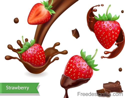 Strawberry with chotolate illustration vector