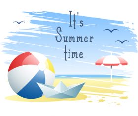 Summer Time Beach volleyball design vector