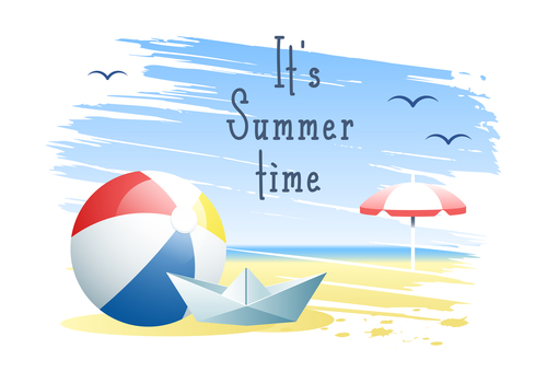 Summer Time Beach volleyball design vector