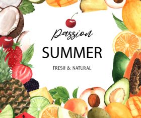Summer background with fruit frame vector