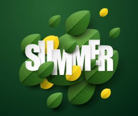Summer background with leaves design vectors 01