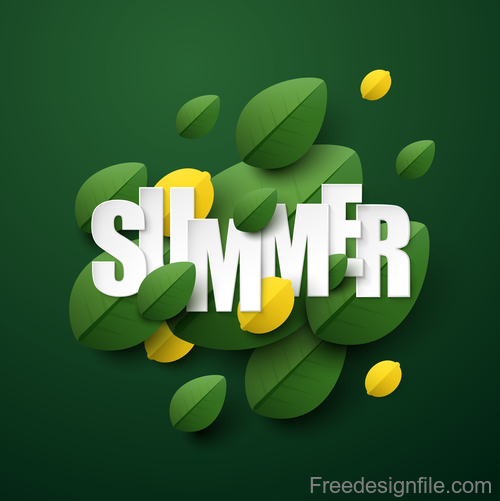Summer background with leaves design vectors 01