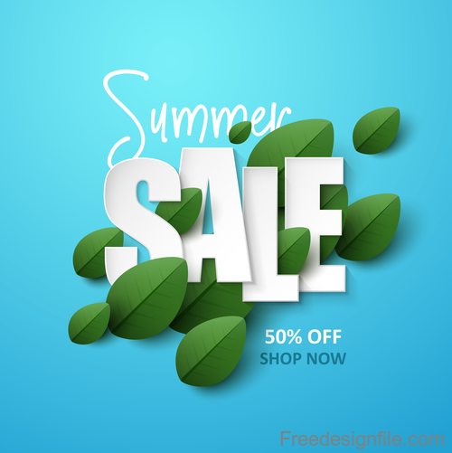 Summer background with leaves design vectors 02