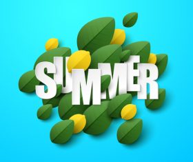 Summer background with leaves design vectors 03
