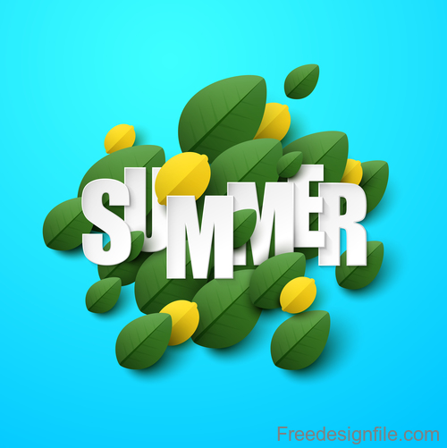 Summer background with leaves design vectors 03