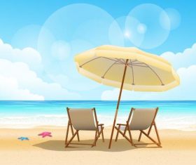 Summer beach and sun umbrella vector