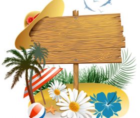 Summer beach wood sign design vector