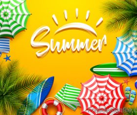 Summer design elements with yellow background vector