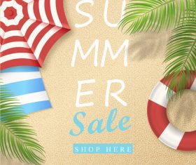 Summer holiday sale background with beach vector
