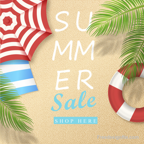Summer holiday sale background with beach vector