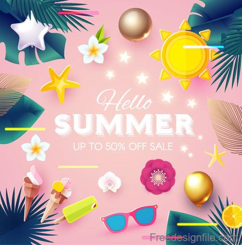 Summer holiday sale template vector background 01