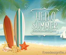 Summer holiday travel with tropical beach vector 01