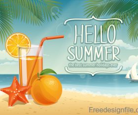 Summer holiday travel with tropical beach vector 02