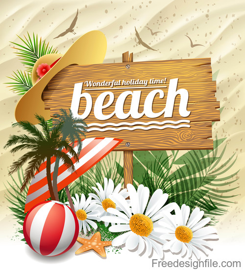 Summer nature beach design vector