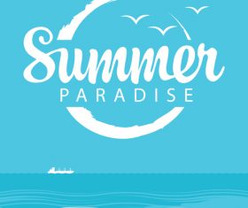 Summer paradise with sea bird vector design 02